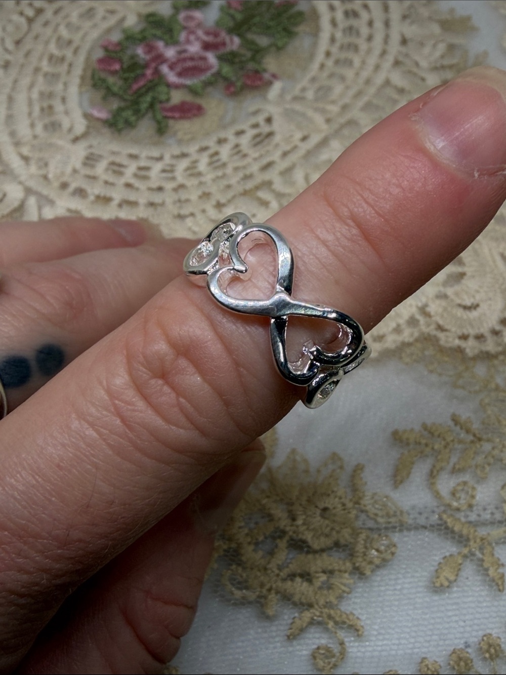 925 Sterling Silver Open Heart Ring | Adjustable Size 6 | Romantic Minimalist